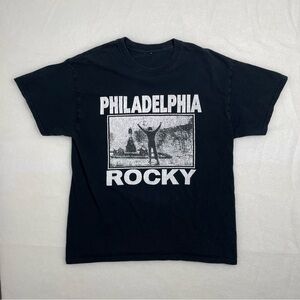 Black Philadelphia Rocky Movie Graphic T-Shirt